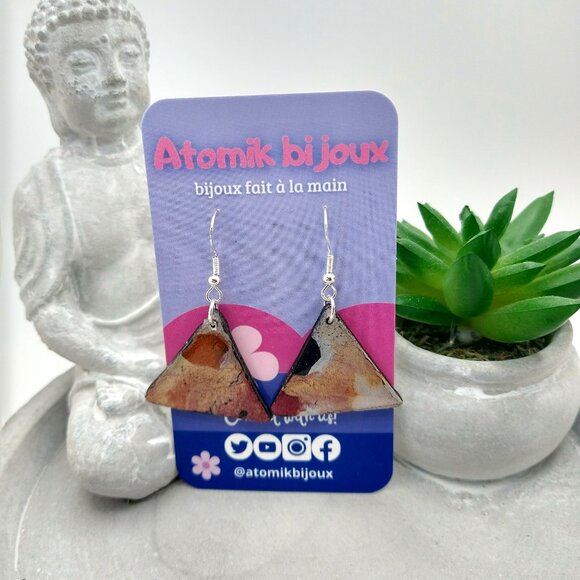 Handmade color mix  polymer clay earrings. Boucles d'oreilles fait à la main. - Picture 2 of 7